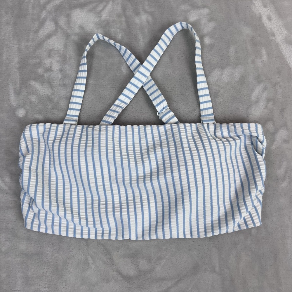 Old Navy Bandeau Bikini Top Womens XL Seersucker Striped Swim Beach Pool NWT
